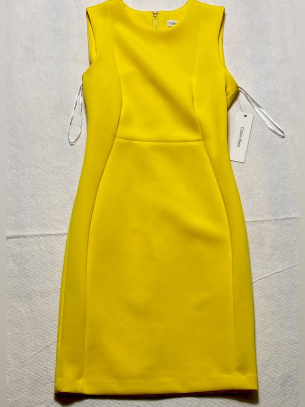 Calvin Klein Bright Yellow Sleeveless Midi Sheath Dress